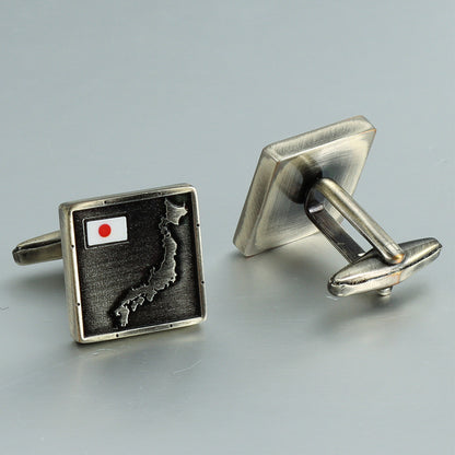 JP National Flag Cufflinks Metal Cufflinks for Mens Long Sleeve Shirt