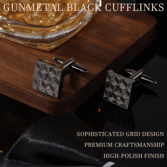 Hawson Gunmetal Black Square Cufflinks | Premium Brass