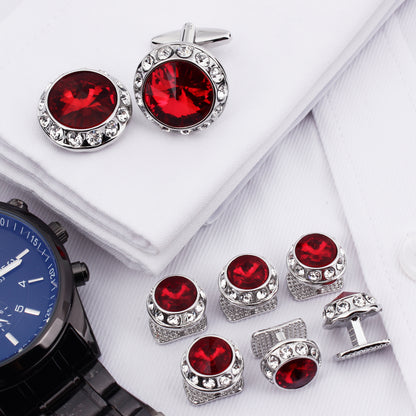 HAWSON Crystal Cufflinks and Studs Set for Men