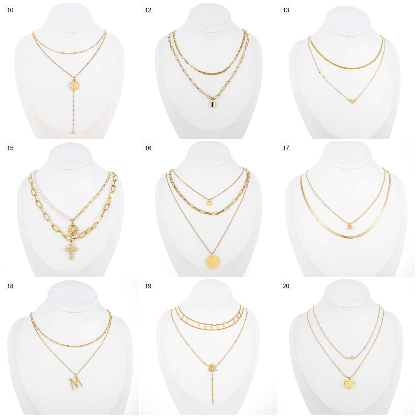 9-Piece High-Quality Waterproof Necklace Set – Intricately Crafted Assorted Designs