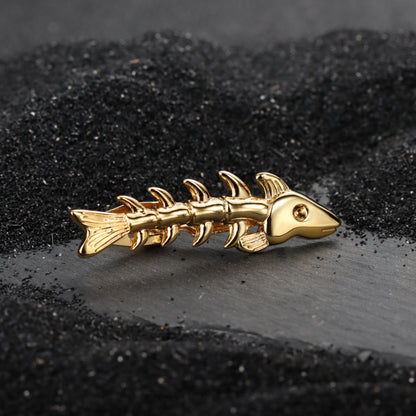 2 Inch Fish Bone Gold Tone Tie Clip