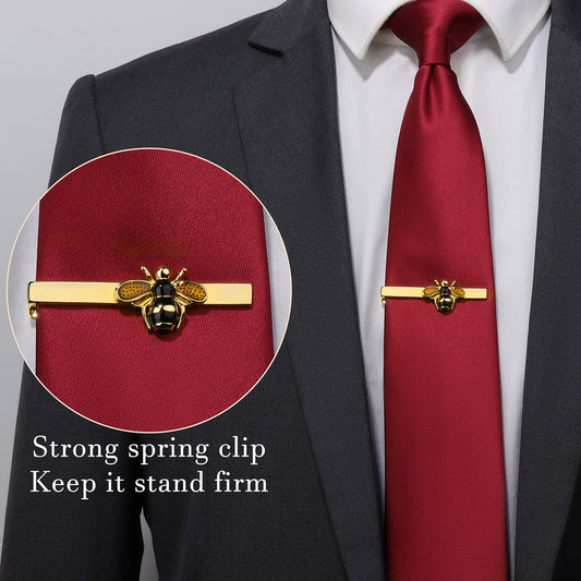Bee Tie Clip | 2 Inch Brass Enamel Bumblebee Tie Bar for Men
