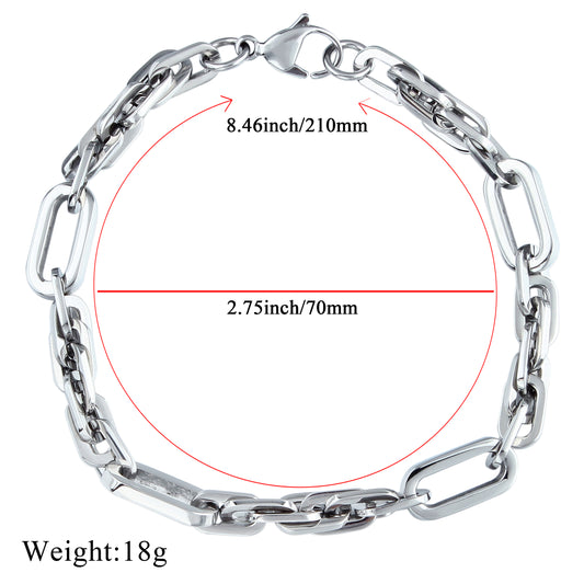 Assorted Stainless Steel Cuff Bangle & Chain Bracelet Mixed Set, Multiple Styles