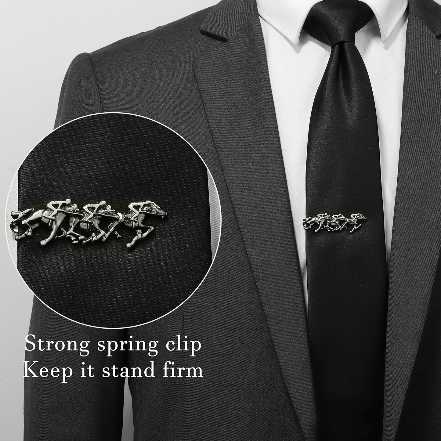 Horse Racing Tie Clip | 2 Inch Brass Antique Equestrian Tie Bar