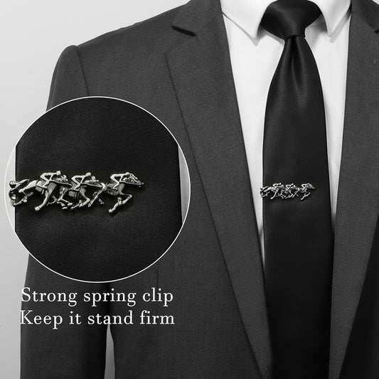 Horse Racing Tie Clip | 2 Inch Brass Antique Equestrian Tie Bar