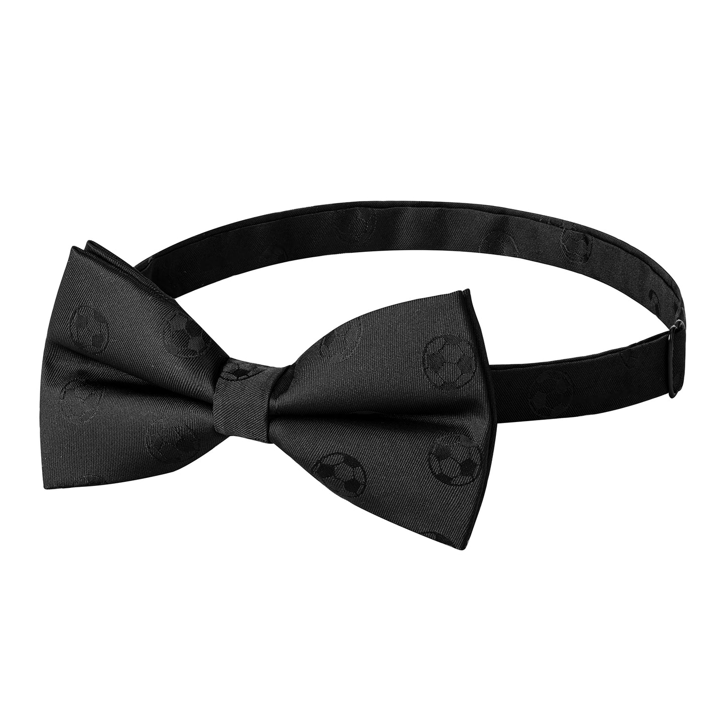 Black Soccer Ball Jacquard Bow Tie for Men