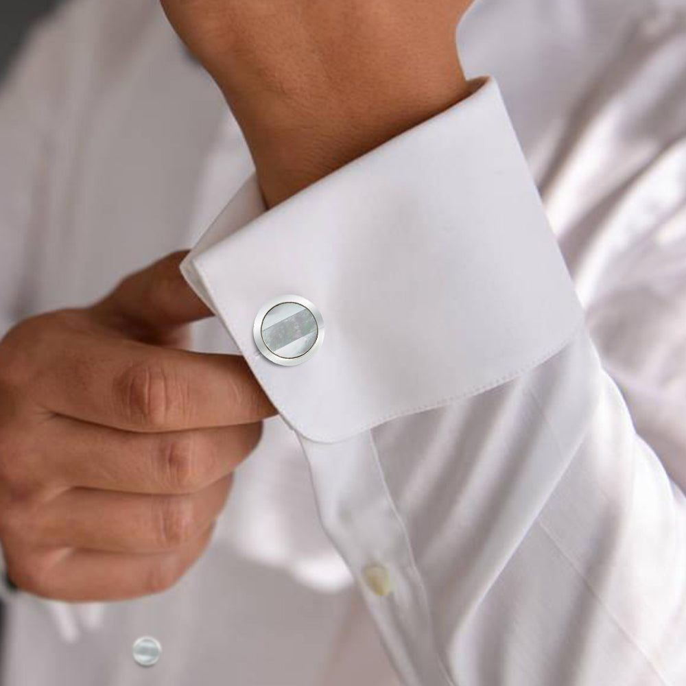 HAWSON Mother of Pearl Cufflinks and Studs Set for Men