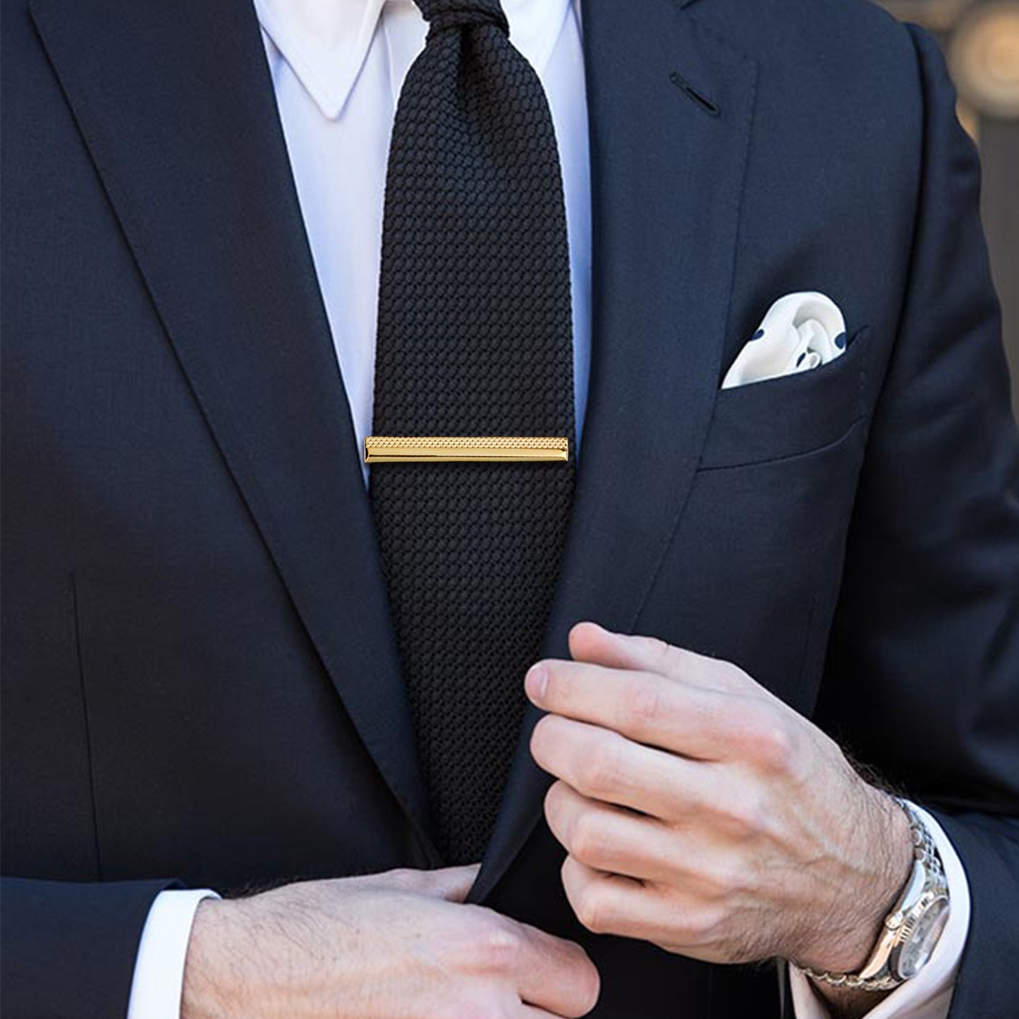 HAWSON Metal Cufflinks and Tie Clip for Men