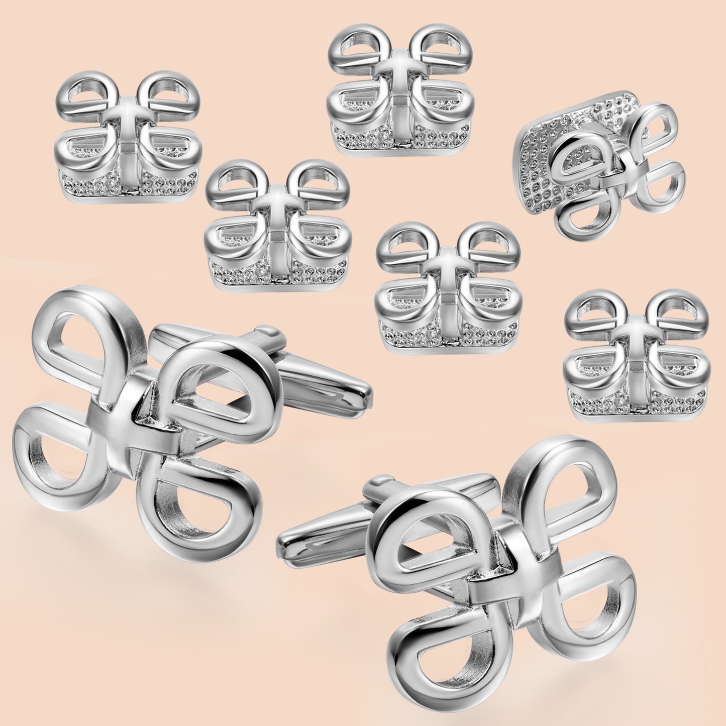 HAWSON Retro Flower Cufflinks and Studs Set for Men