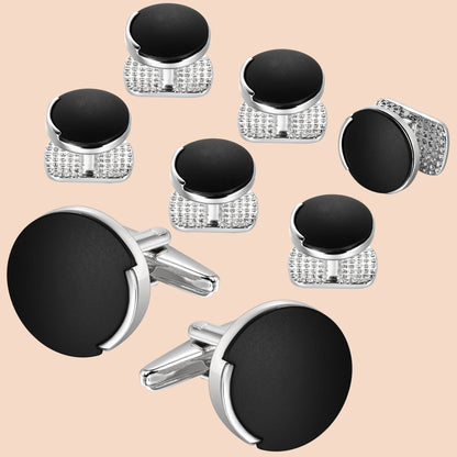 HAWSON Matte Onyx Cufflinks and Studs Set for Men