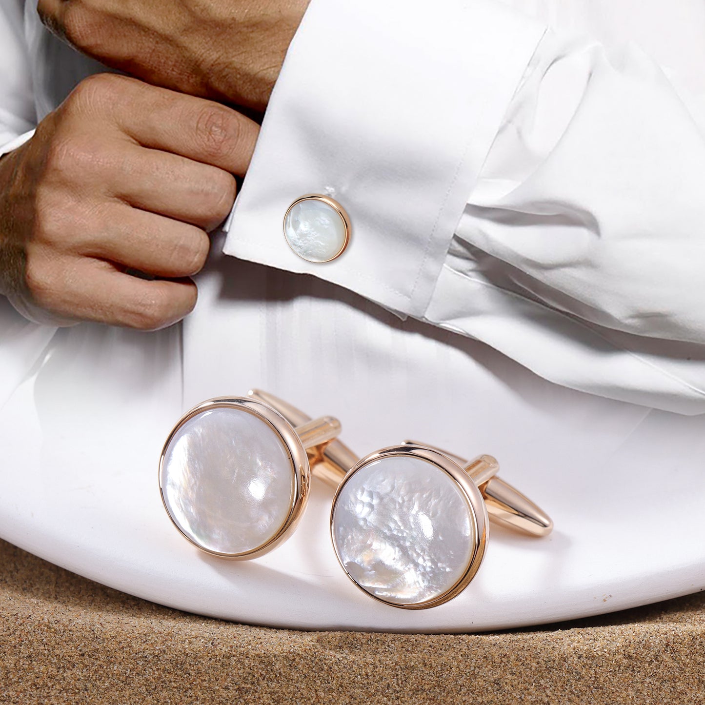 HAWSON Mother of Pearl Cufflinks and Studs for Men