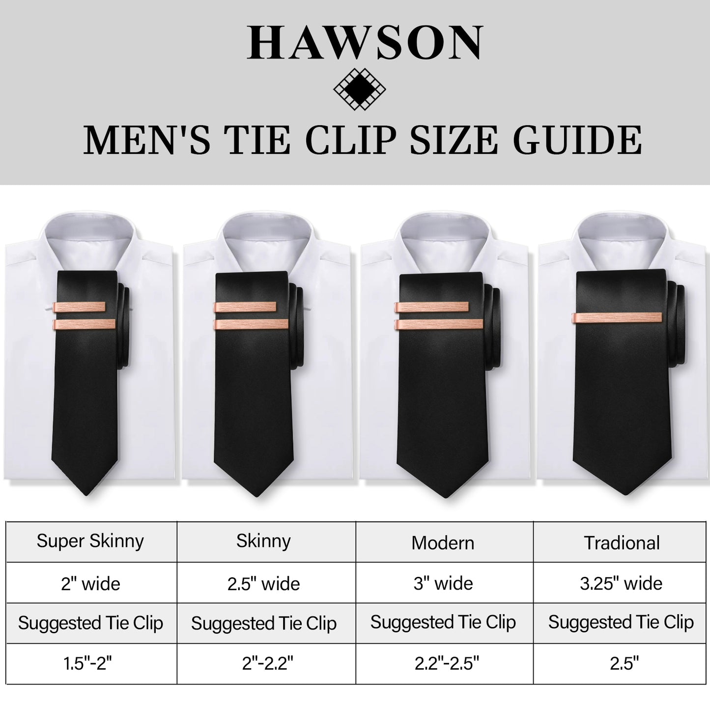 HAWSON 2.5 Inch Classical Tie Clip