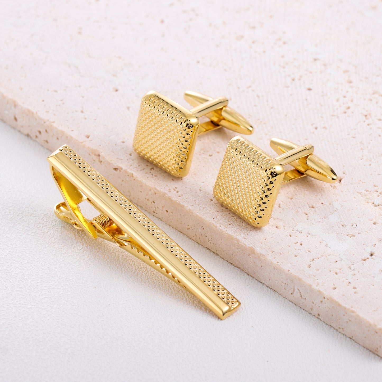 HAWSON Metal Cufflinks and Tie Clip for Men