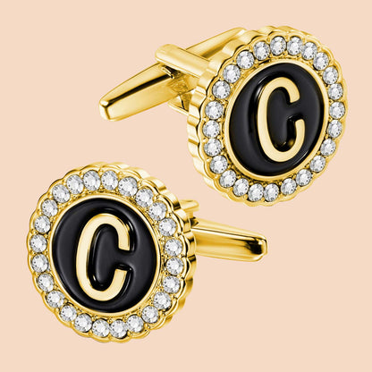 HAWSON Gold Tone Initial Cufflinks for Men