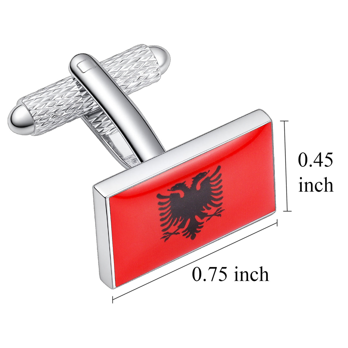 Albania Flag Cufflinks | Silver Plated Double-Headed Eagle Patriotic Cuff Links for Men