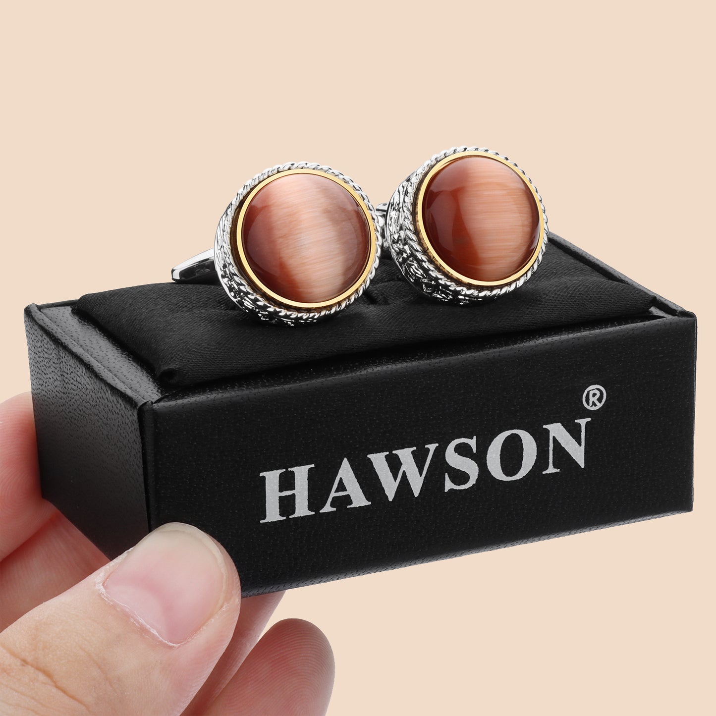 HAWSON Fancy Cufflinks for Men Suitable for Tall and Big Men, in Gift Box, Easy to Match Wedding Dress Shirt Coats and Accessories or Jewelry