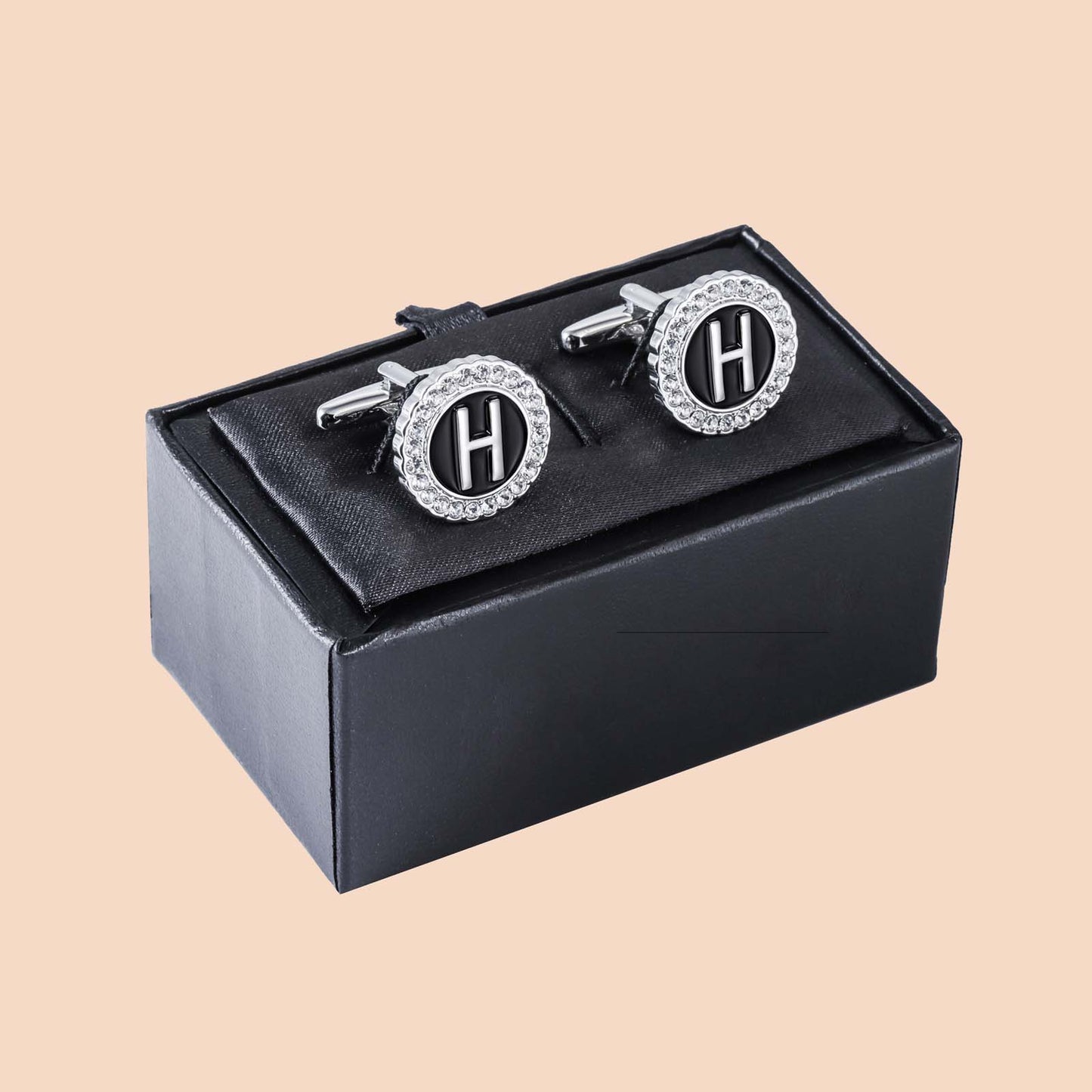 HAWSON Silver Tone Initial Cufflinks for Men