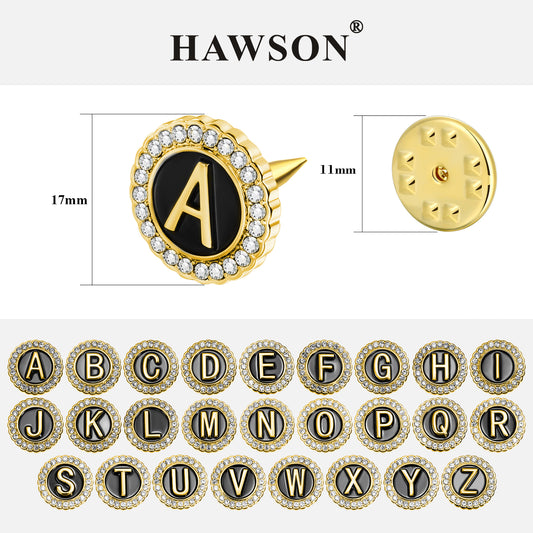 Hawson Men's Personalised gold Initials Lapel Pins