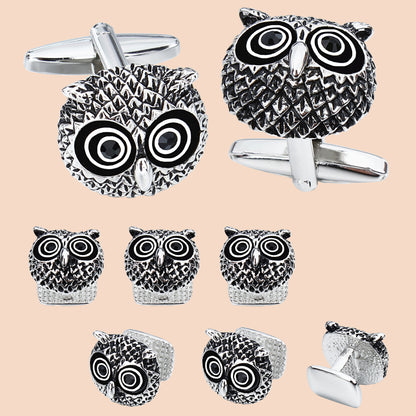 HAWSON Novelty Owl Cufflinks and Studs Set for Men