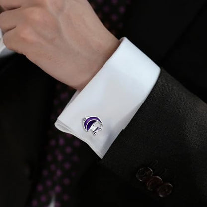 Purple Tropical Angel Fish Cufflinks For Men With Gift Box