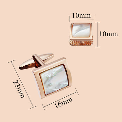 HAWSON Square-Shaped Mother of Pearl Cufflinks and Studs for Men