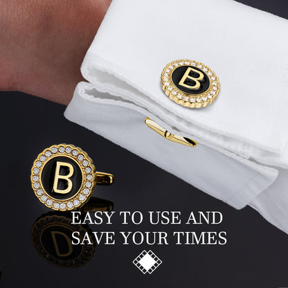 HAWSON 18K Gold Tone Initial Cufflinks and Tuxedo Studs Set