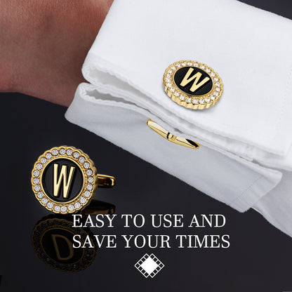 HAWSON 18K Gold Tone Initial Cufflinks and Tuxedo Studs Set