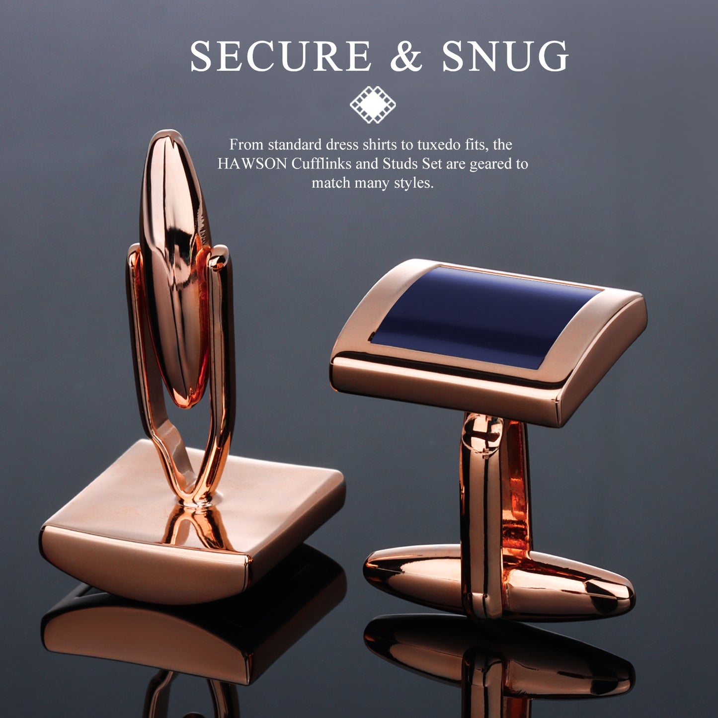 HAWSON Square-Shaped Mother of Pearl Cufflinks and Studs for Men