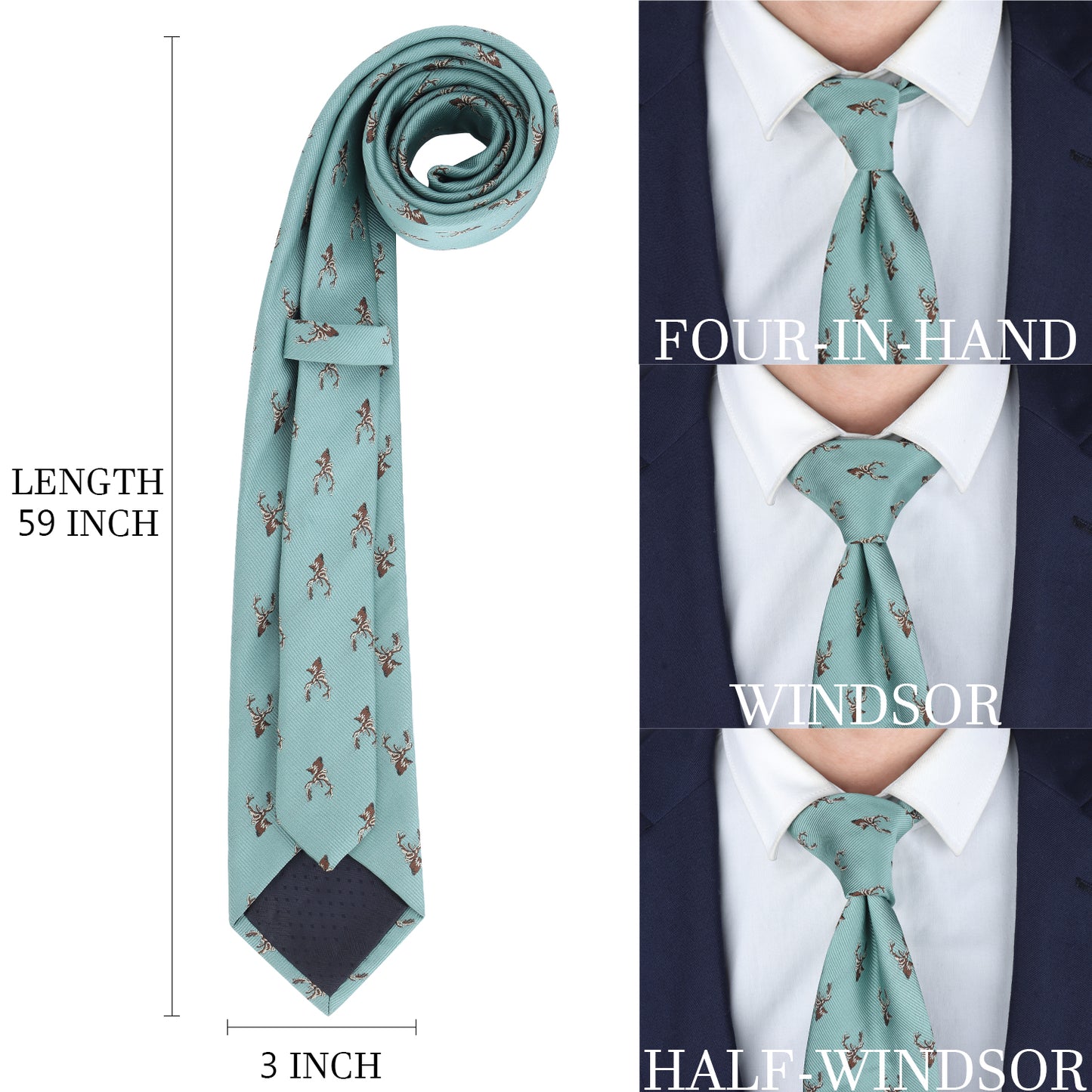 Fun reindeer pattern men's tie casual business style accessory