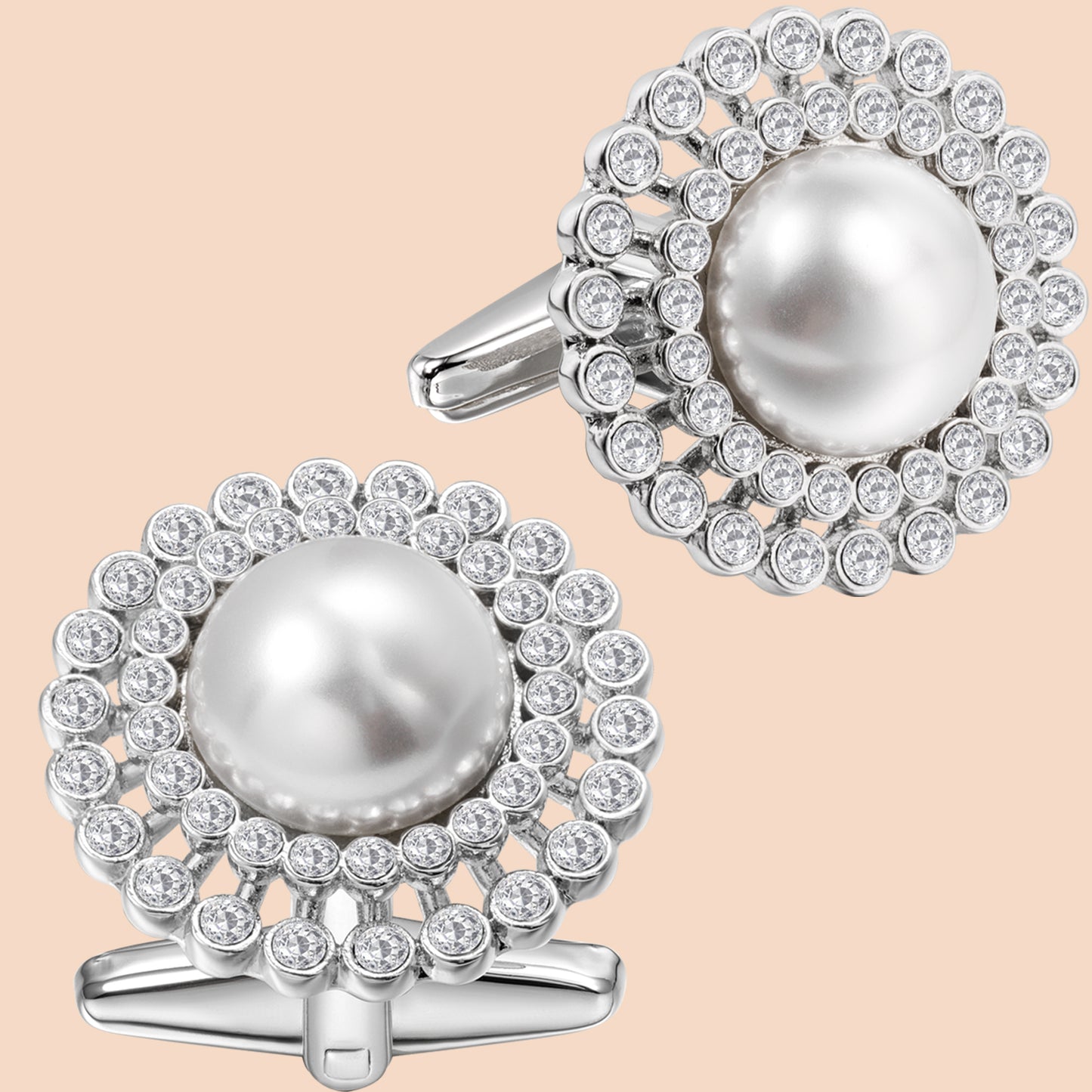 HAWSON White Imitation Pearl Cufflinks and Studs for Men