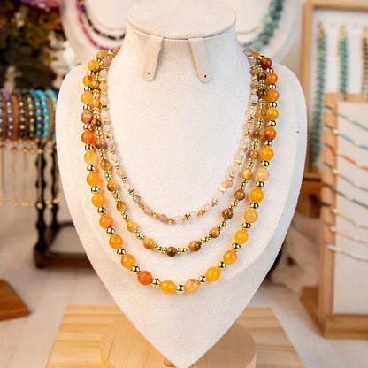 Wholesale 3-Piece Layered Gemstone Necklace Set | 3 Colors | MOQ 1 Set