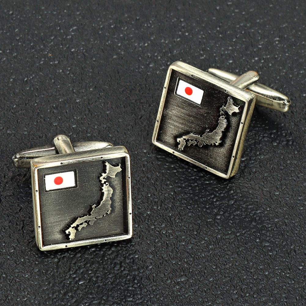 JP National Flag Cufflinks Metal Cufflinks for Mens Long Sleeve Shirt