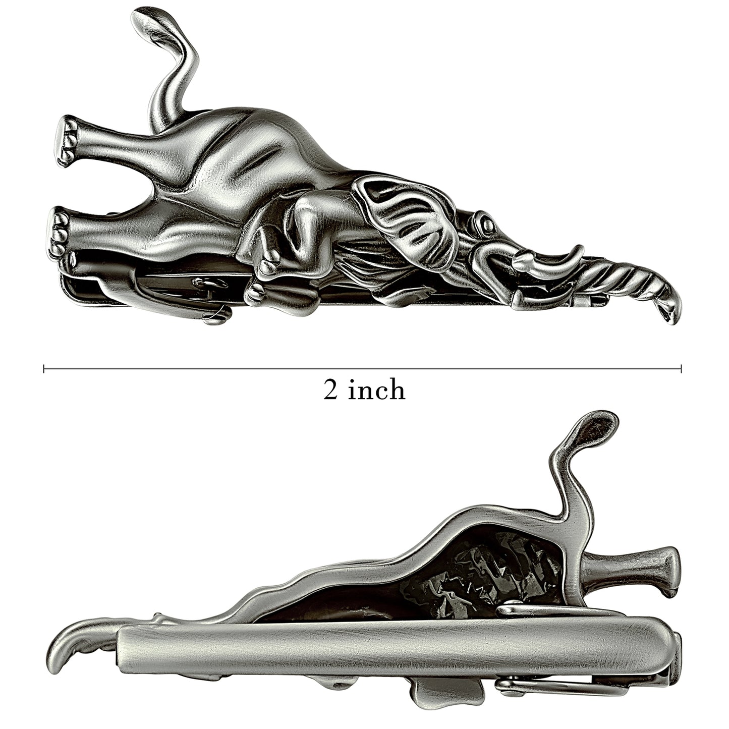 Vintage Silver Elephant Tie Clip | Brass Men's Novelty Formal Business Gift