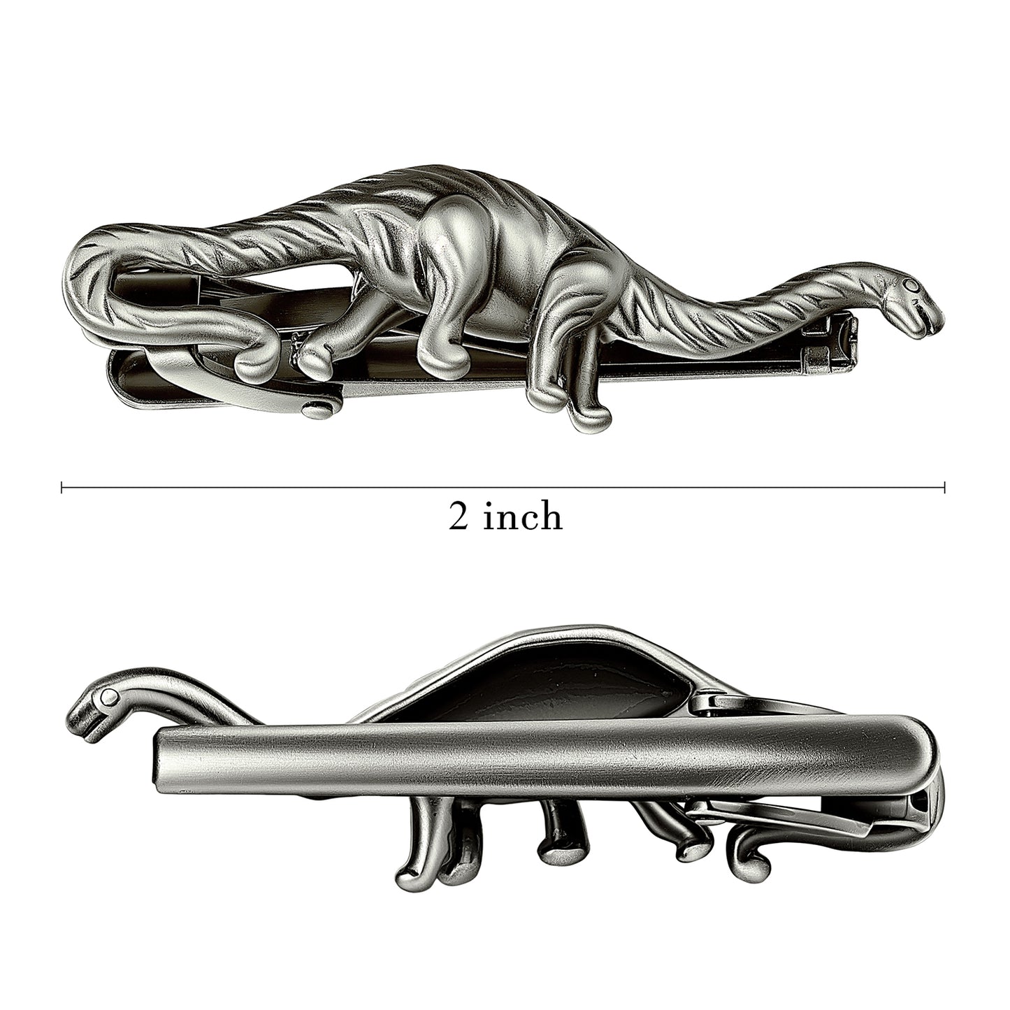 Vintage Silver Dinosaur Tie Clip | Brass Men's Novelty Formal Business Gift
