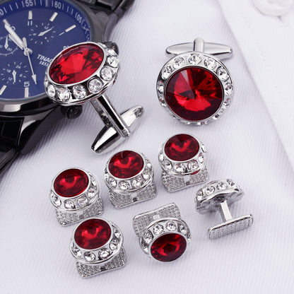 HAWSON Crystal Cufflinks and Studs Set for Men