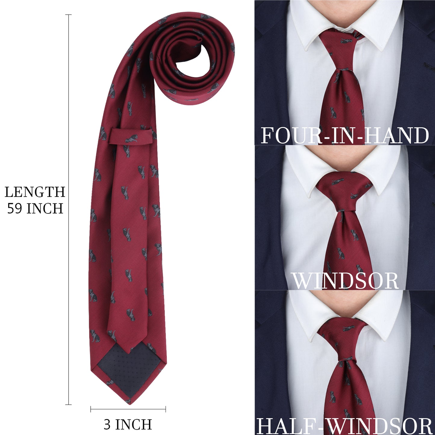 unny Dog Pattern Men's Tie - 1200-Needle Microfiber Jacquard Weave