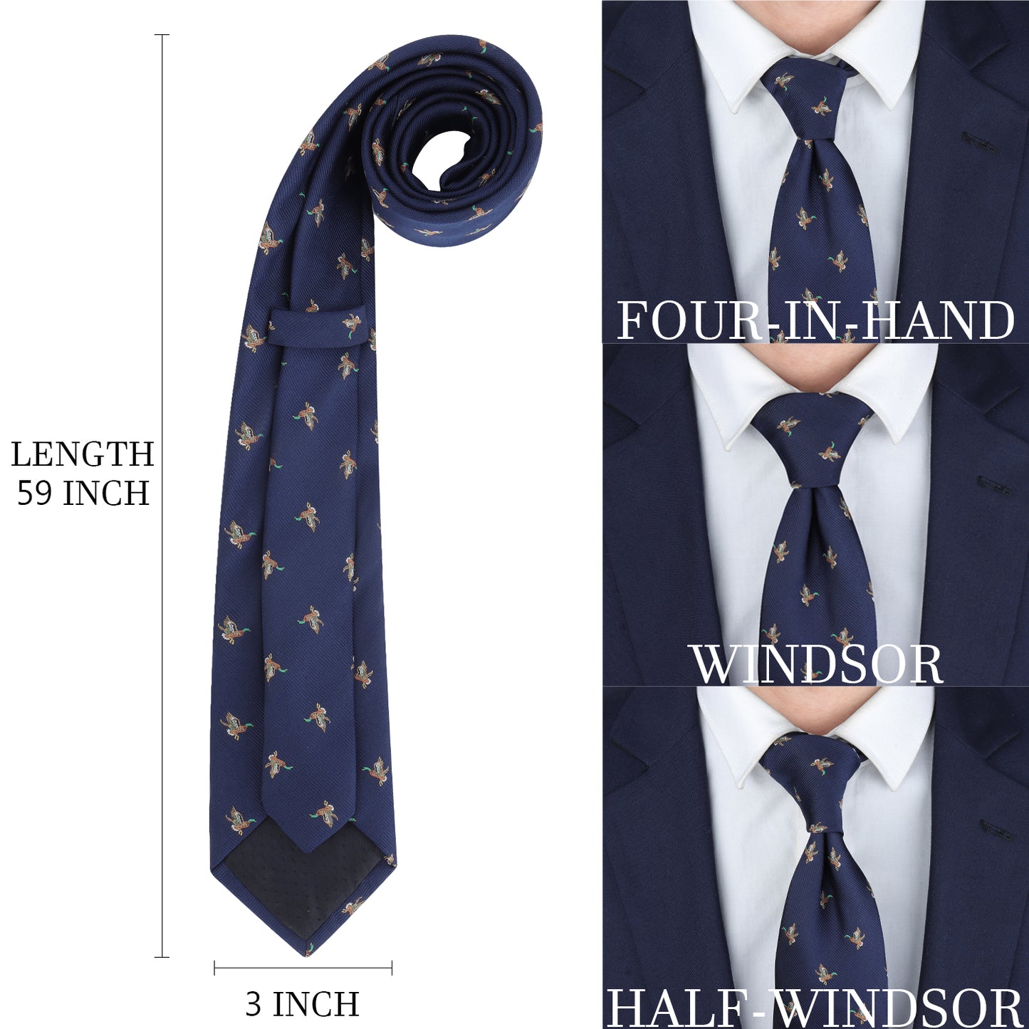 Duck Pattern Men's Tie - 1200-Needle Microfiber Jacquard Weave