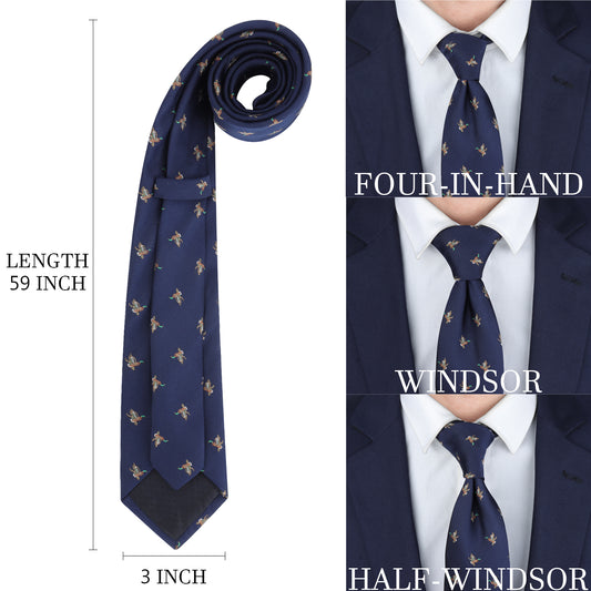 Duck Pattern Men's Tie - 1200-Needle Microfiber Jacquard Weave