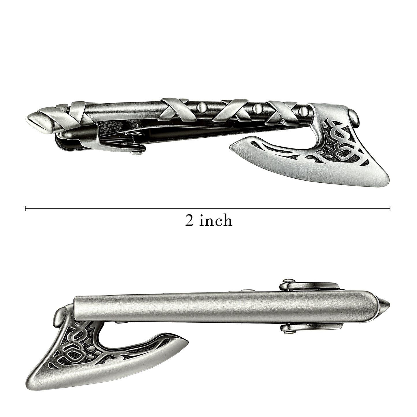 Viking Axe Tie Clip | 2 Inch Brass Norse Celtic Knot Tie Bar