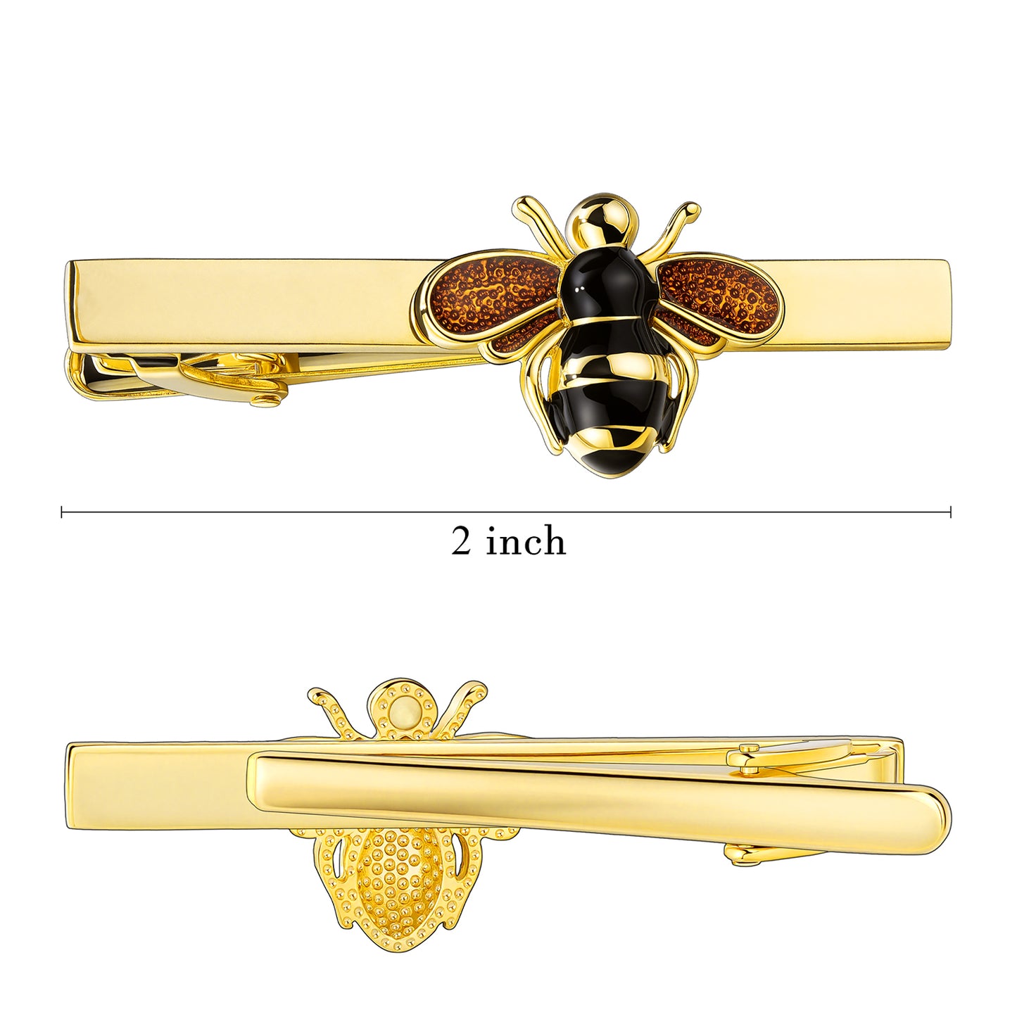 Bee Tie Clip | 2 Inch Brass Enamel Bumblebee Tie Bar for Men