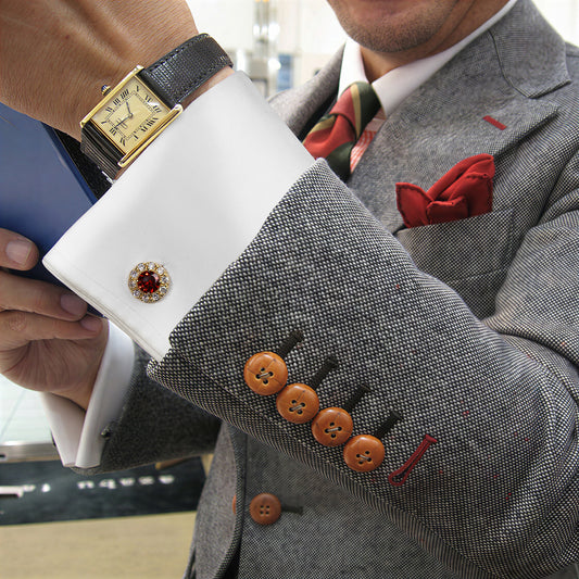 Luxury zircon Cufflinks for Men | Colored gemstone formal wedding shirt cufflinks