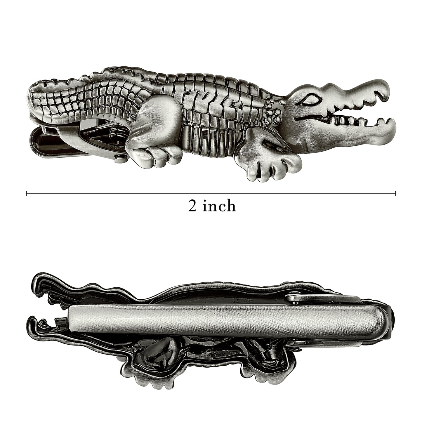 Vintage Silver Crocodile Tie Clip | Brass Men's Novelty Formal Business Gift