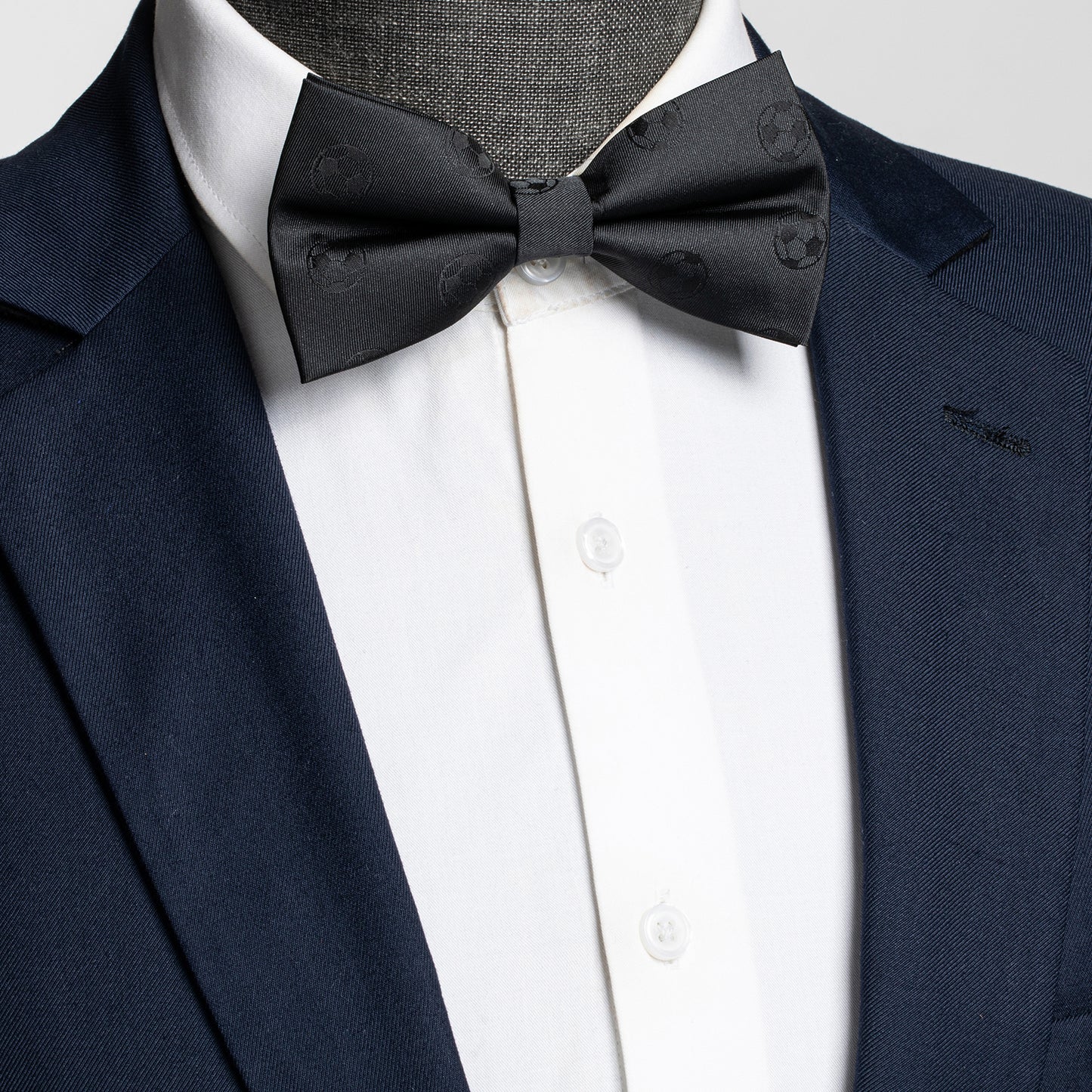 Black Soccer Ball Jacquard Bow Tie for Men