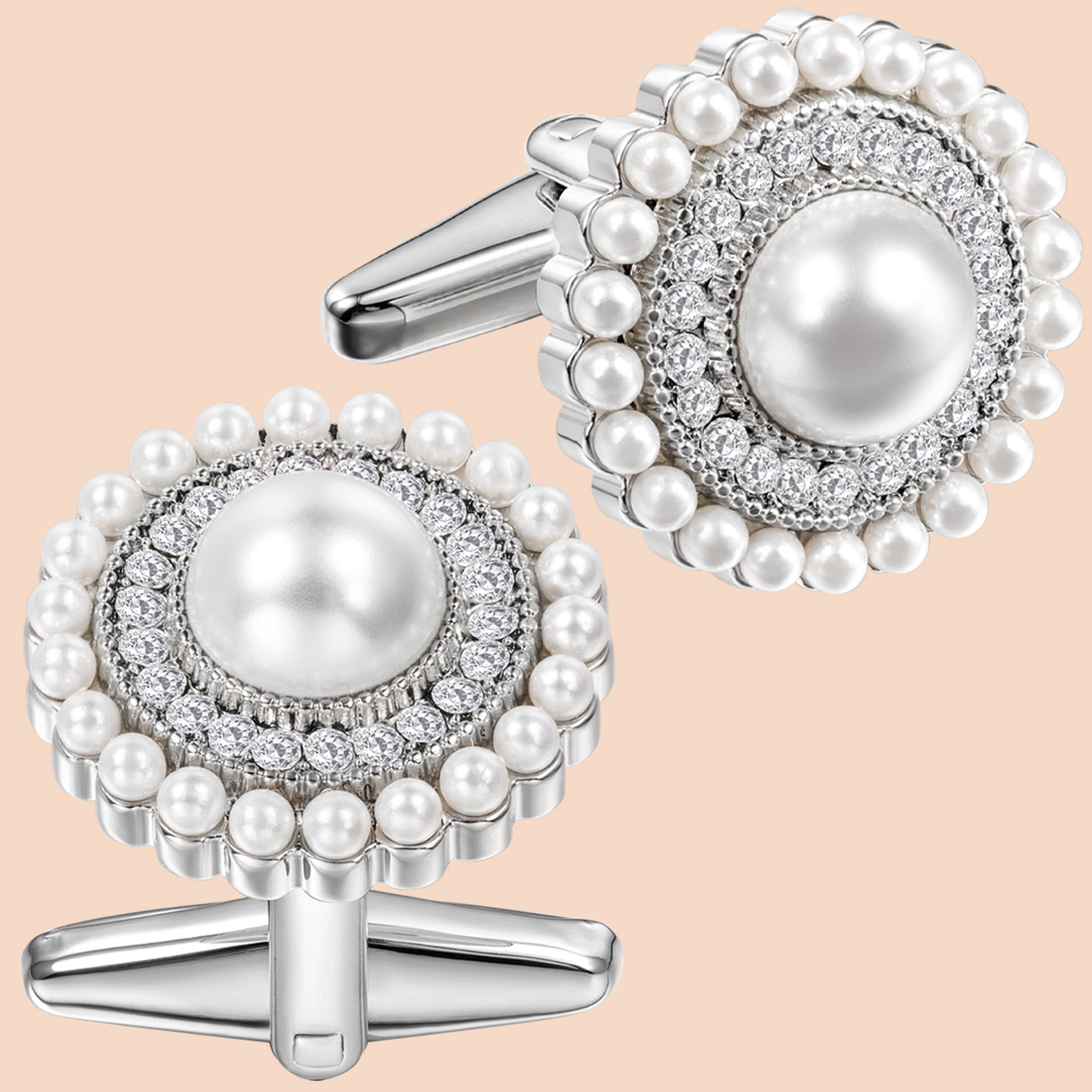 HAWSON White Imitation Pearl Cufflinks and Studs for Men