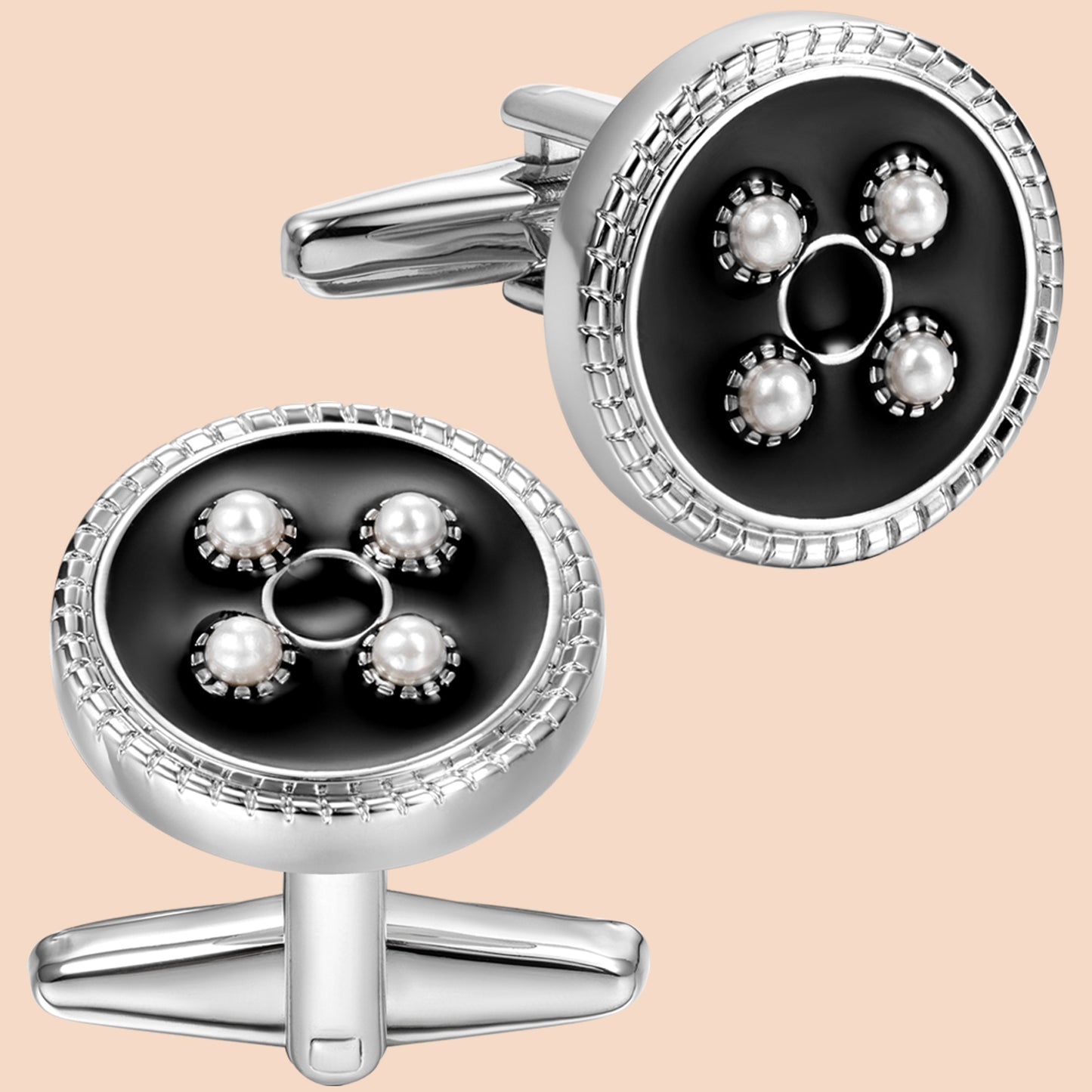 HAWSON White Imitation Pearl Cufflinks and Studs for Men