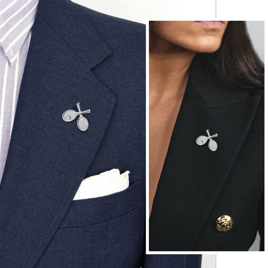 Tennis Racket Lapel Pin Sports Enamel Brooch for Suit Jacket