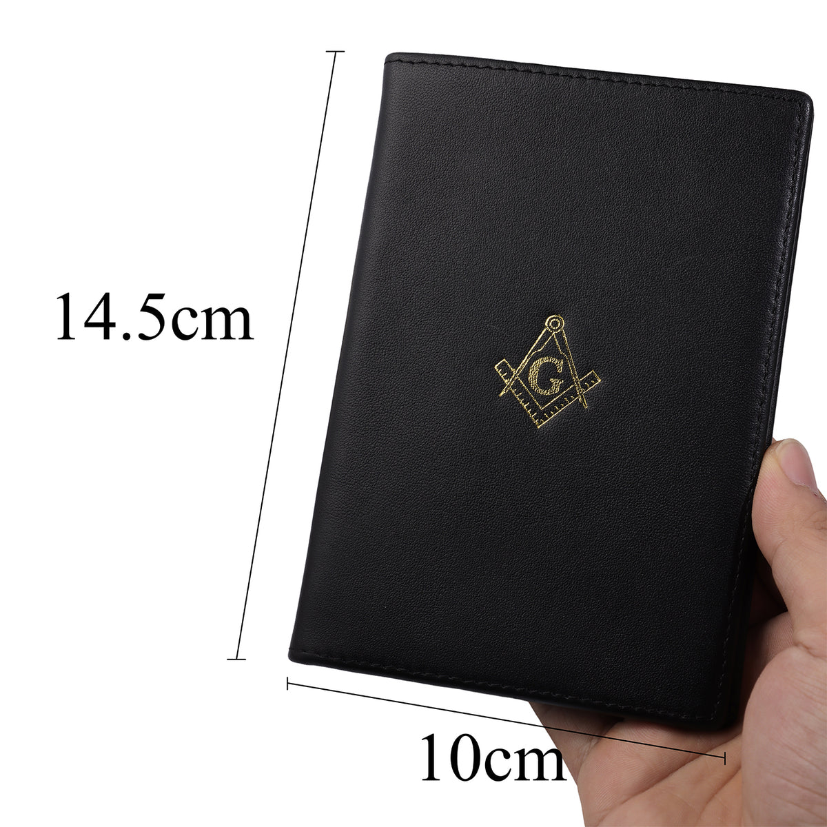 Black Genuine Leather Masonic Passport Cover | Travel ID Holder Wallet