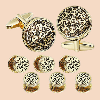 HAWSON Vintage Hollow Floral Cufflinks and Studs Set for Men