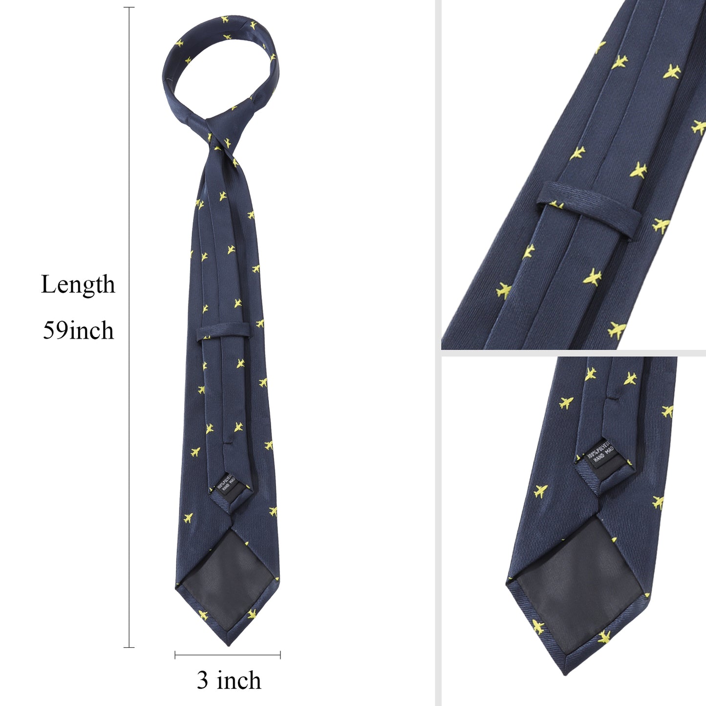 Navy Blue Airplane Necktie | Men's Polyester Casual Formal Novelty Accessory Gift