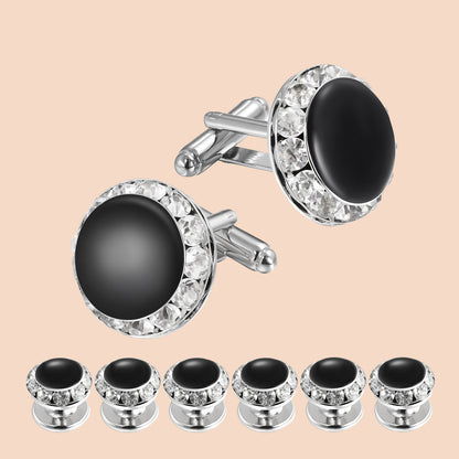 HAWSON Crystal Cufflinks and Studs Sets for Men